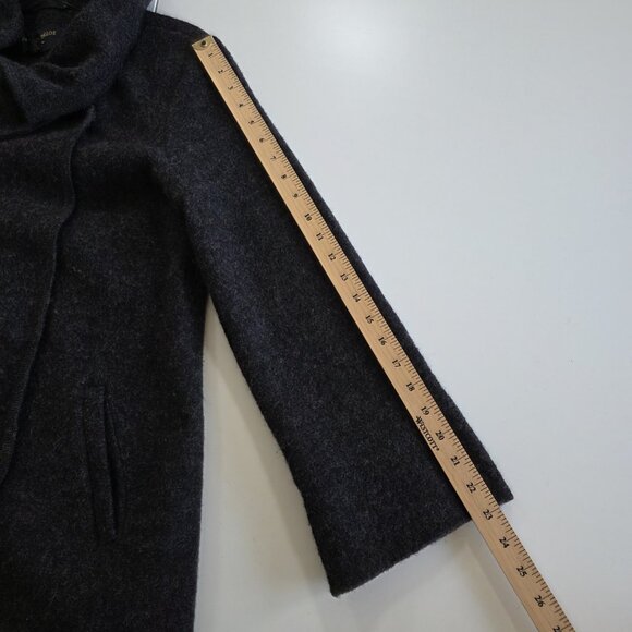 Paul Costelloe Cardigan Womens 10 Grey Assymetric Shawl Collar LS Pockets Wool - Picture 7 of 16